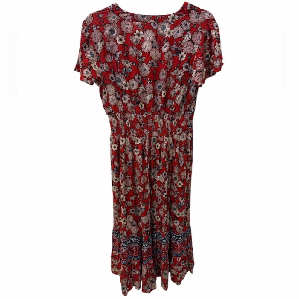 Knox Rose Red Boho Chic Floral Midi Dress Romantic Cottagecore XS - Picture 6 of 7